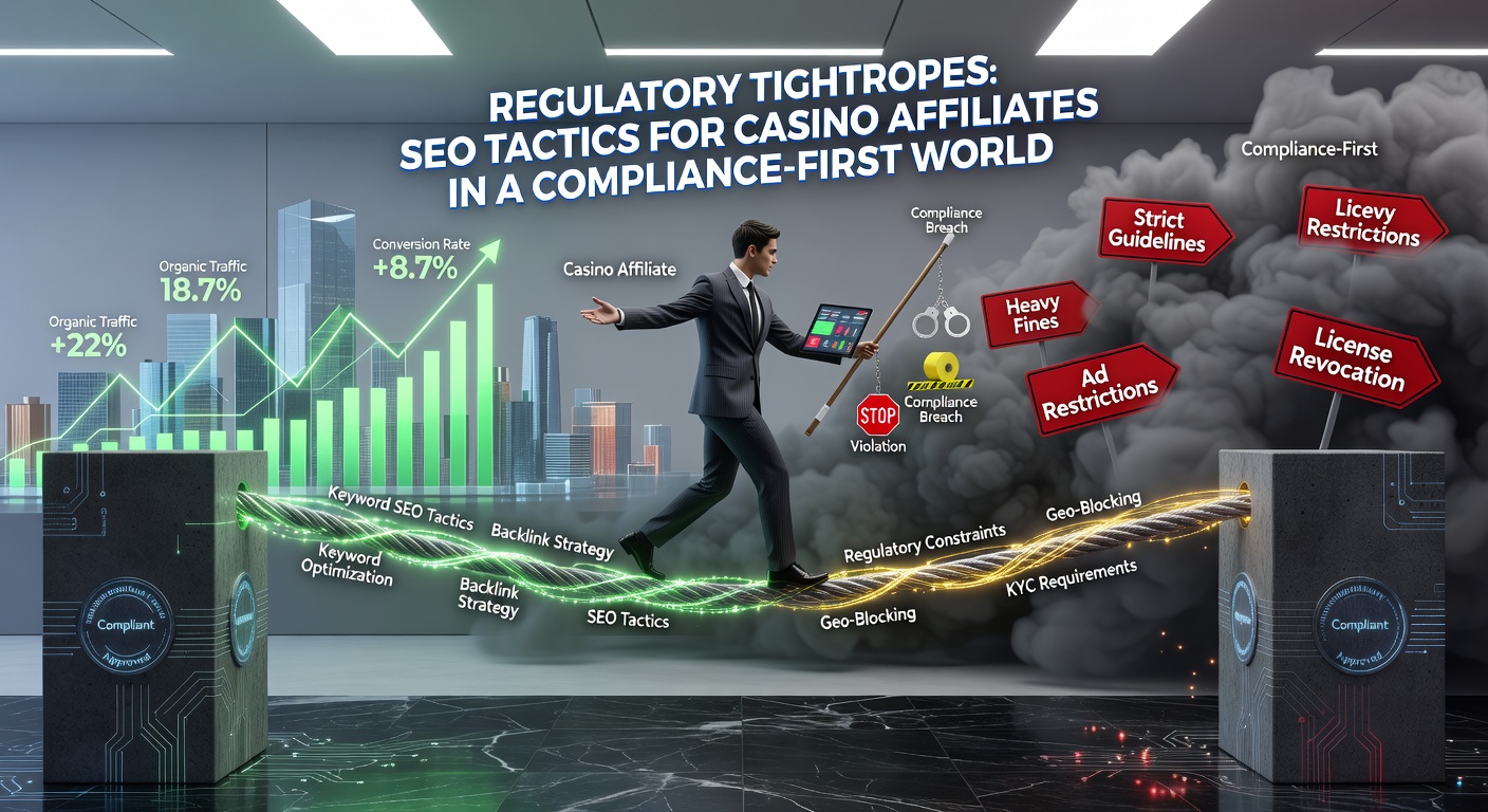 Infographic showing compliant SEO funnel for casino affiliates, from keyword research to conversion tracking