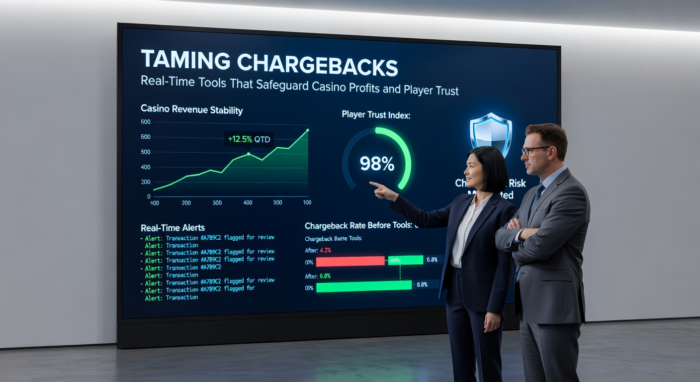 Digital dashboard displaying real-time chargeback alerts and fraud detection metrics in an online casino platform