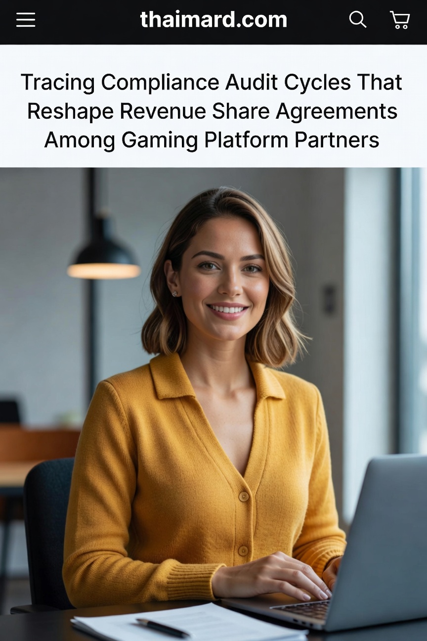 Gaming platform partners reviewing compliance audit reports and revenue share adjustments during a quarterly review session