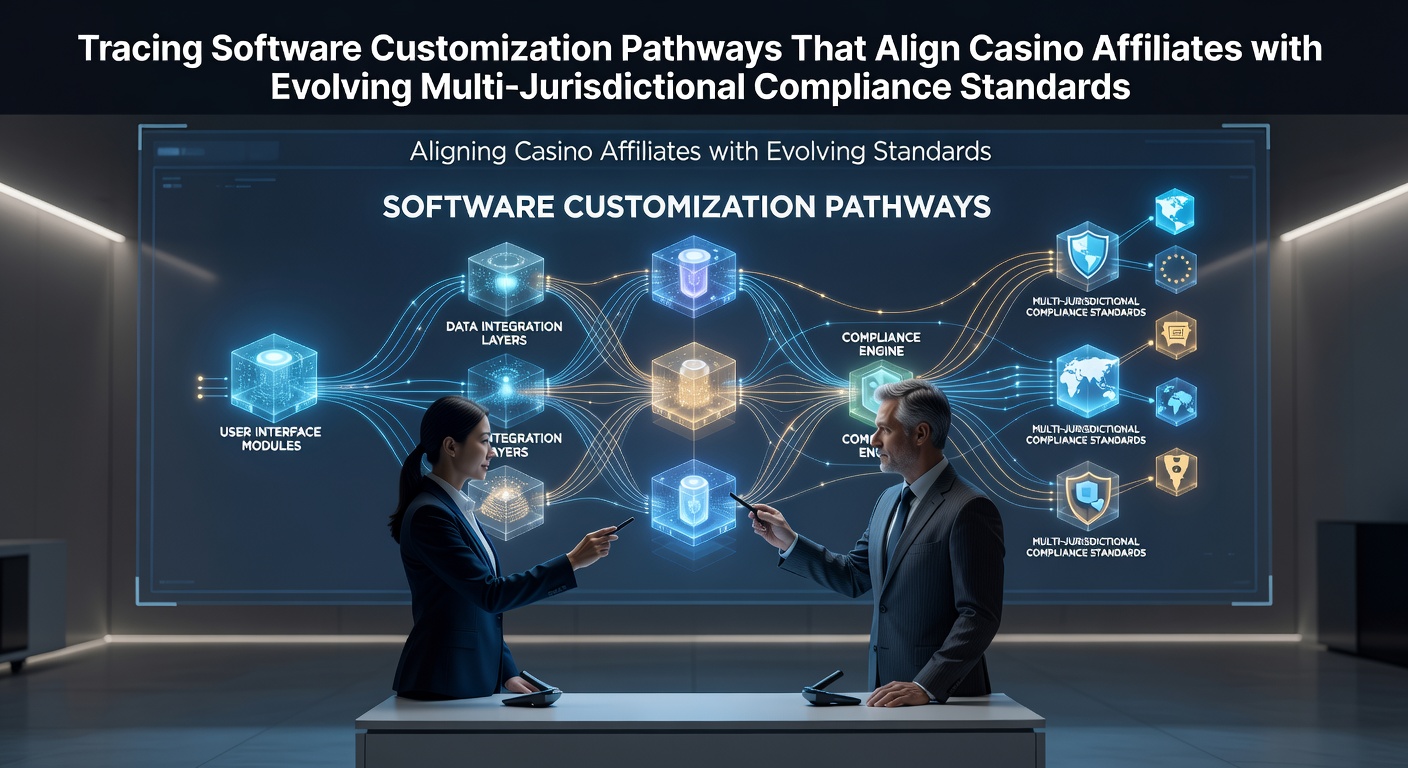 Software customization interface showing compliance modules for casino affiliates across multiple regions